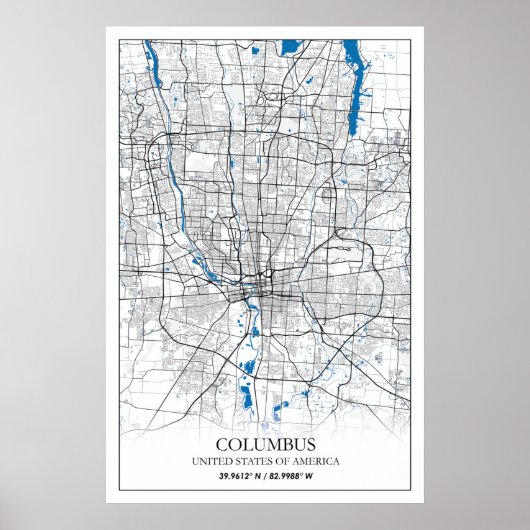 Columbus Ohio USA Travel City Map Poster (Vorne)