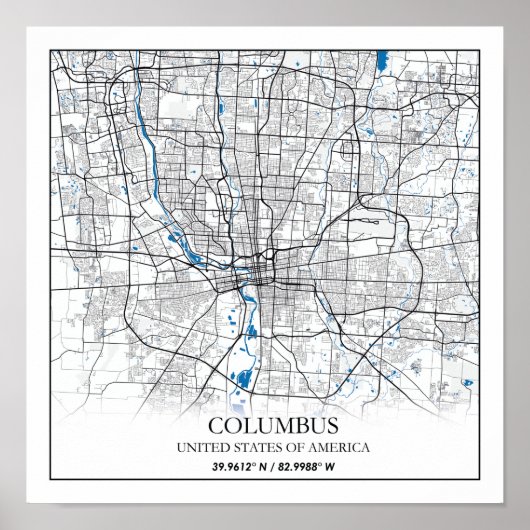 Columbus Ohio USA Travel City Map Poster (Vorne)