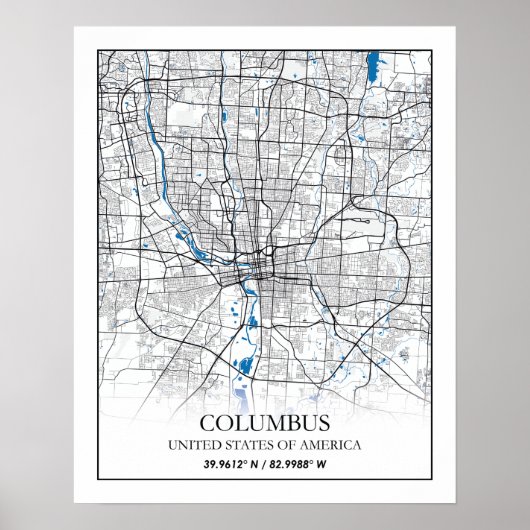 Columbus Ohio USA Travel City Map Poster (Vorne)