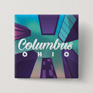 Columbus Ohio Wolkenkratzer Reiseplakat Druck. Button