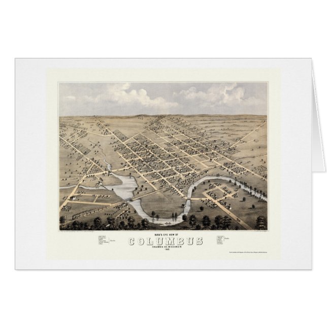 Columbus, panoramische Karte WI - 1868 (Vorderseite (Horizontal))