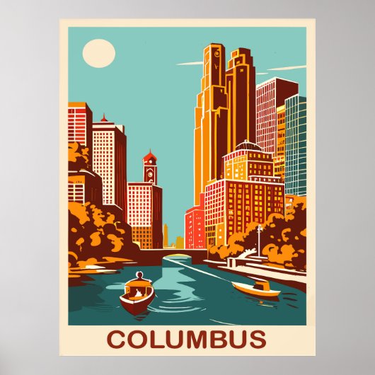 Columbus, Scioto River, Ohio, Reisen Poster (Vorne)