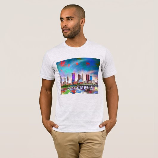 Columbus Skyline Graffiti Art T-Shirt (Vorne ganz)