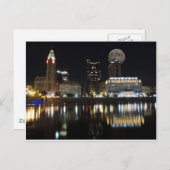 Columbus Skyline mit dem Mond Postkarte (Vorne/Hinten)