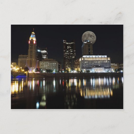 Columbus Skyline mit dem Mond Postkarte (Vorderseite)