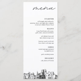 Columbus Skyline Modern Wedding Dinner Menu Menükarte