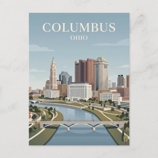 Columbus Skyline Ohio Postkarte (Vorderseite)