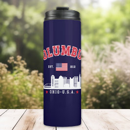 Columbus Skyline Vintage City Art Thermosbecher