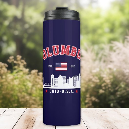 Columbus Skyline Vintage City Art Thermosbecher