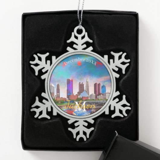 Columbus Snowflake Zinnwein Weihnachtsschmuck Schneeflocken Zinn-Ornament (Box)
