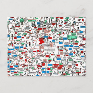 Columbus Springfield Newark retro 60s cartoon map Postkarte