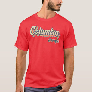 Columbus Stadt Georgia Retro Vintage 70er Regenbog T-Shirt