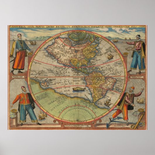 Columbus Vespucci Magellan Pizzaro Tissue Paper Poster (Vorne)