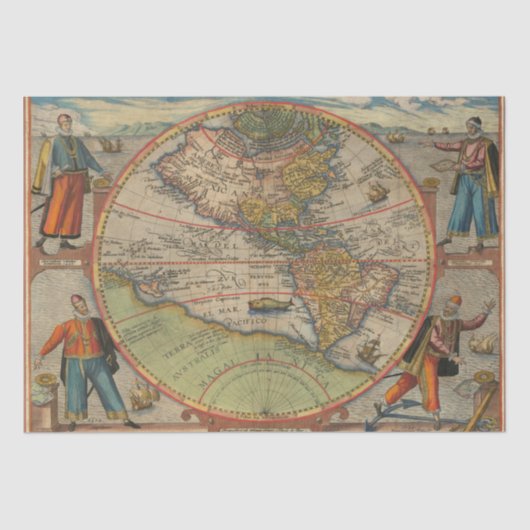 Columbus Vespucci Magellan Pizzaro Tissue Paper Seidenpapier (Vorderseite)