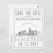 Columbus Wedding Deko Skyline Save the Date Postkarte (Vorne/Hinten)