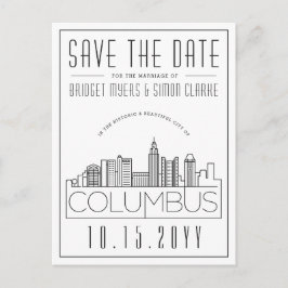 Columbus Wedding Deko Skyline Save the Date Postkarte