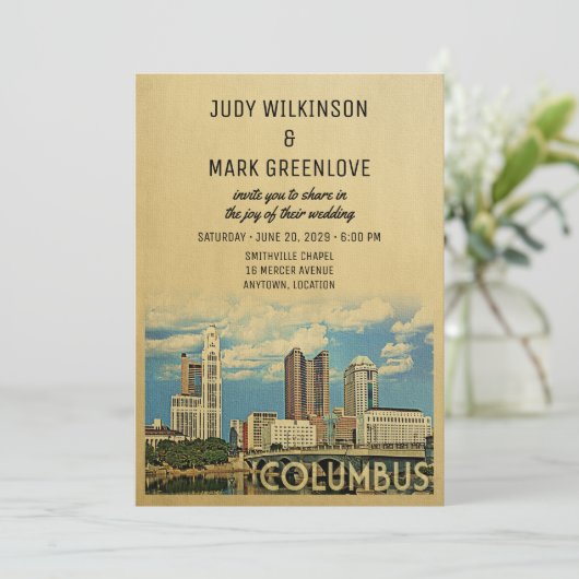 Columbus Wedding Einladung Ohio (Stehend Vorderseite)