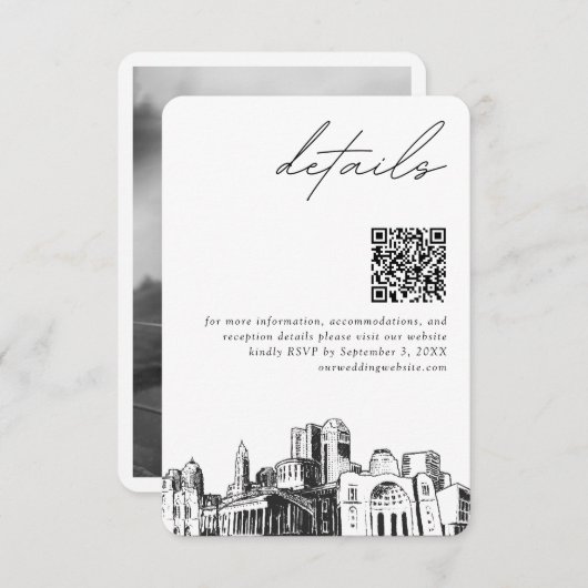 Columbus Wedding Modern Details QR Code Begleitkarte (Vorne/Hinten)