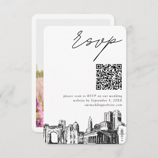 Columbus Wedding Modern UAWG QR Code Begleitkarte (Vorne/Hinten)