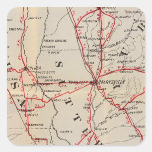 Colusa, Yolo, Napa, Butte, Yuba, Sutter, Solano Quadratischer Aufkleber