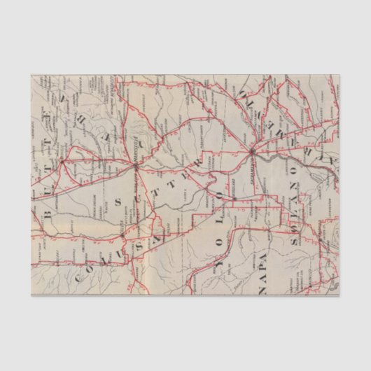 Colusa, Yolo, Napa, Butte, Yuba, Sutter, Solano Seidenpapier (Vorderseite)