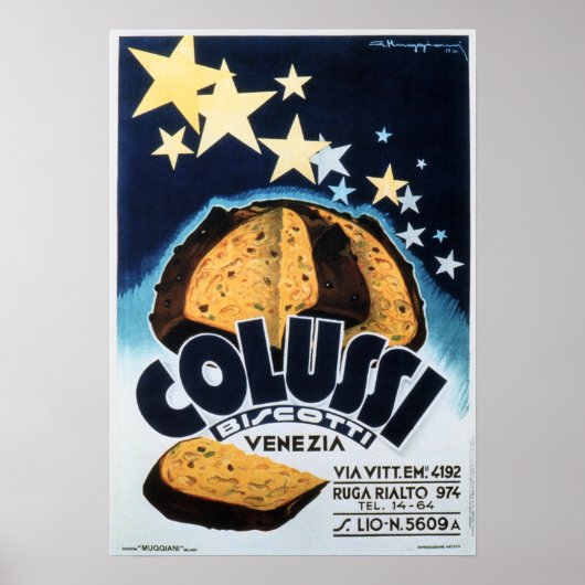 COLUSSI BISCOTTI VENEZIA Vintages italienisches Po Poster (Vorne)