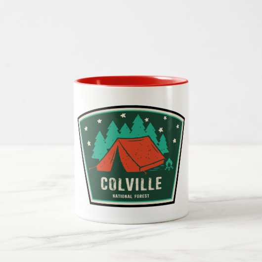 Colville National Forest Camping Zweifarbige Tasse (Mittel)