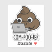 Com-poo-ter Funny Computer Kack Pun Aufkleber (Blatt)
