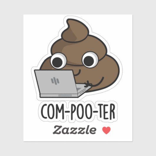 Com-poo-ter Funny Computer Kack Pun Aufkleber (Blatt)