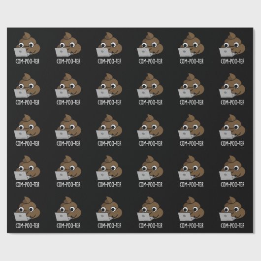 Com-poo-ter Funny Computer Kack Pun Dark BG Geschenkpapier (Flach)