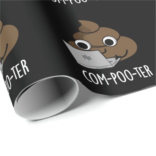 Com-poo-ter Funny Computer Kack Pun Dark BG Geschenkpapier (Rolleneckpunkt)