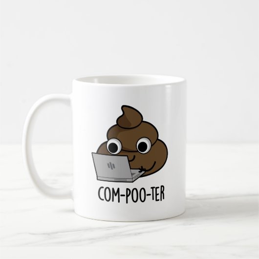 Com-poo-ter Funny Computer Kack Pun Kaffeetasse (Links)