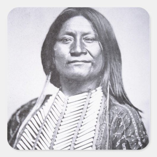 Comanche Tribesman, 1872 (b/w Foto) Quadratischer Aufkleber (Vorderseite)