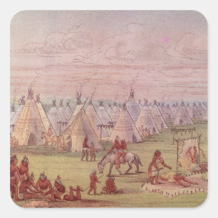 Comanchee Village Quadratischer Aufkleber