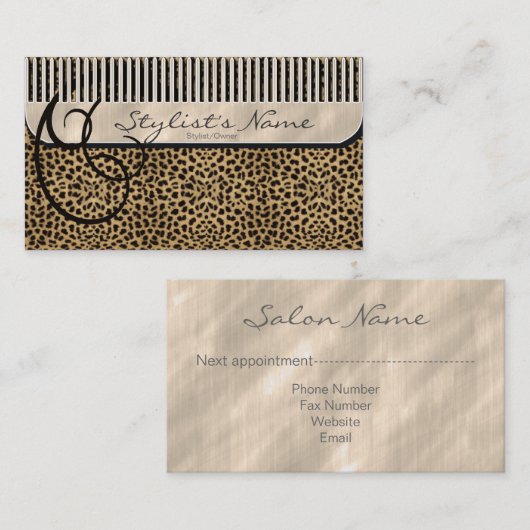 Comb and Curls Leopard ID319 Terminkarte (Vorne/Hinten)