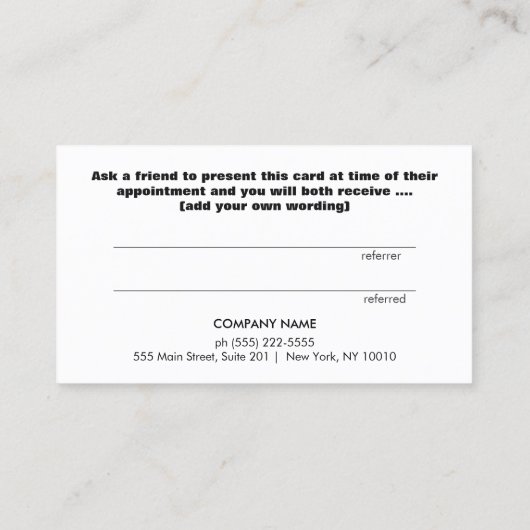 Comb Hair Salon Kundenkarte Empfehlungskarte (Rückseite)