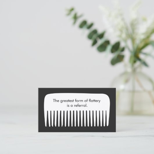 Comb Hair Salon Kundenkarte Empfehlungskarte (Stehend Vorderseite)