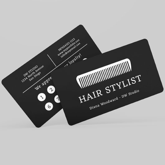 Comb Hair Stylist Friseur Flat Loyalty Card Treuekarte