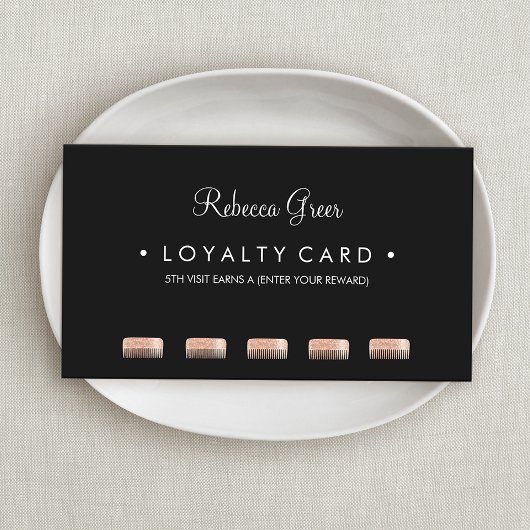 Comb Hairstylist 5 Punch Customer Loyalty Card Treuekarte