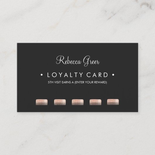 Comb Hairstylist 5 Punch Customer Loyalty Card Treuekarte (Vorderseite)