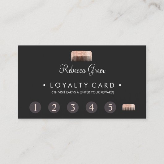 Comb Hairstylist 6 Punch Customer Loyalty Card Treuekarte (Vorderseite)