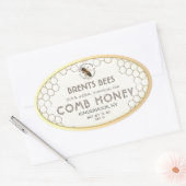 Comb Honey-Label mit Bee Honeycomb Gold Edge Ovaler Aufkleber (Umschlag)