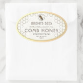 Comb Honey-Label mit Bee Honeycomb Gold Edge Ovaler Aufkleber (Tasche)