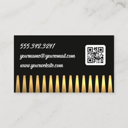 Comb-Logo der Schere | Gold Metallic Visitenkarte (Rückseite)