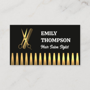 Comb-Logo der Schere   Gold Metallic Visitenkarte