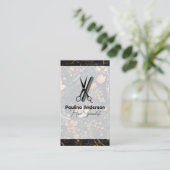 Comb-Logo der Schere | Schwarzer Marmor | BLUME Visitenkarte (Stehend Vorderseite)