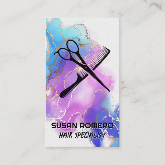 Comb-Logo der Schere | Wasserfarbe Künstlerisch Terminkarte (Vorderseite)