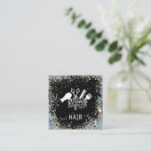 *~* Comb-Schere Blume Pinselstrich Glitzer AP6  Quadratische Visitenkarte (Stehend Vorderseite)