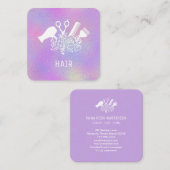 *~* Comb-Scheren Blume Pinselstriche Regenbogen Quadratische Visitenkarte (Vorne/Hinten)