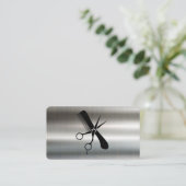 Comb Scissors | Barber | Metallic Background Visitenkarte (Stehend Vorderseite)